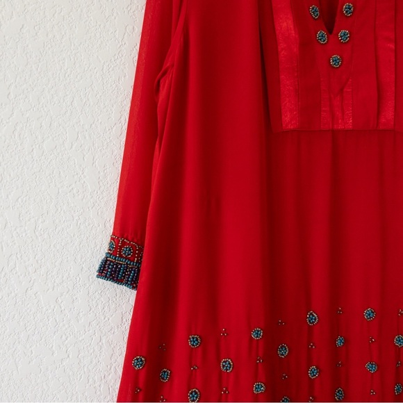 Soft Surroundings Label Noir Red Beaded Tunic Dress Size XL - Picture 13 of 13